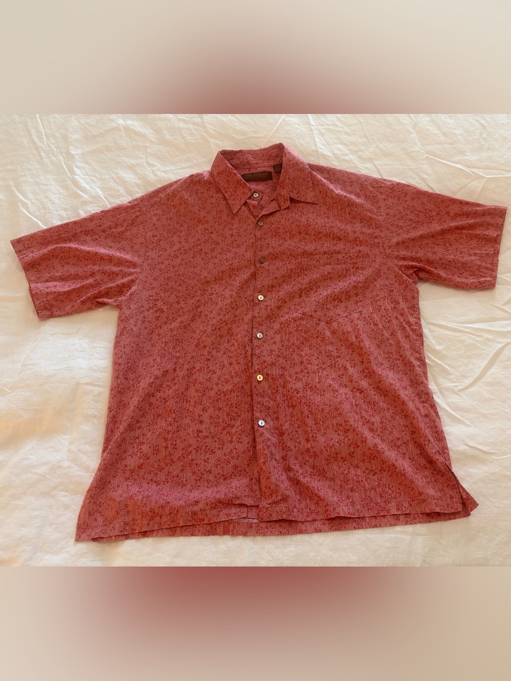 Tori Richard Red floral Hawaiian Short-Sleeve aloha camp Button-Down Shirt